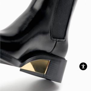 Zara Black Boots with Gold Metal Trim